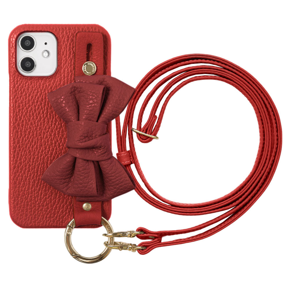 Cuir véritable 32 couleurs cuir italien grainé double ruban avec poignée et bandoulière étui arrière série AQUOS