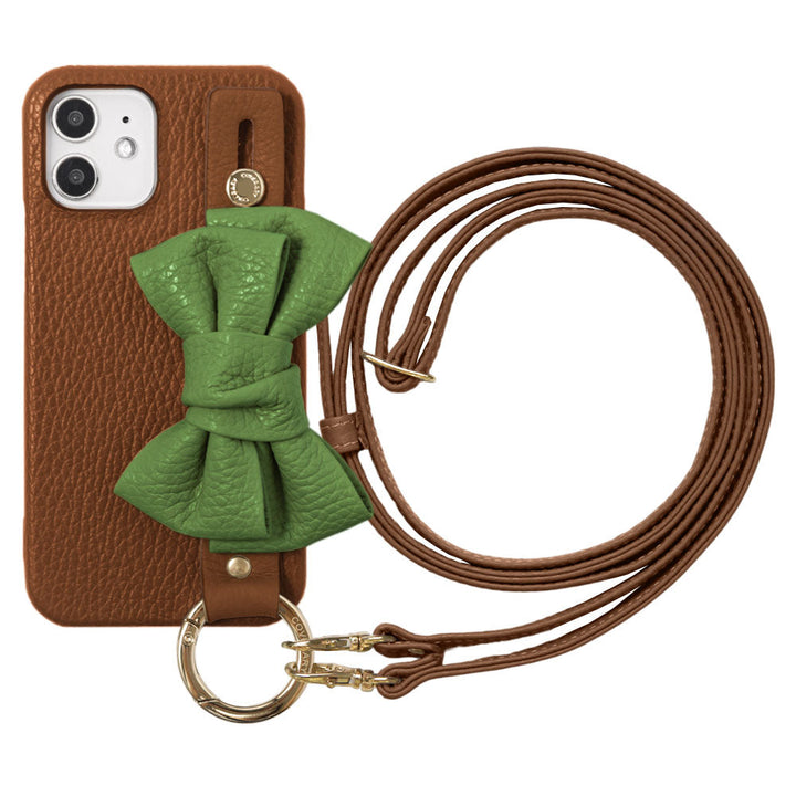 Cuir véritable 32 couleurs cuir italien grainé double ruban avec poignée et bandoulière étui arrière série AQUOS