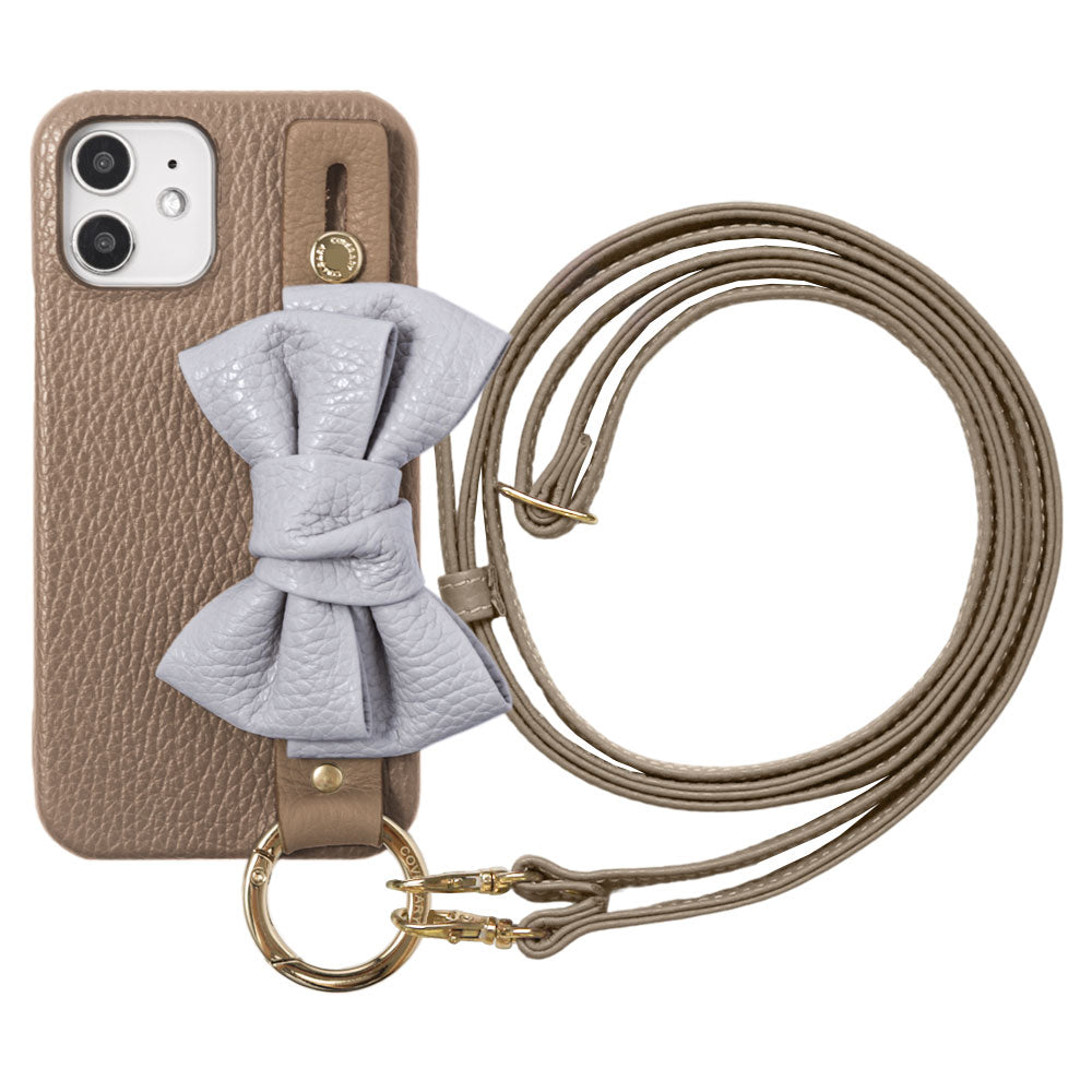 Genuine leather 32 colors Italian shrink leather double ribbon hand belt & shoulder strap attached back case for iPhone series
