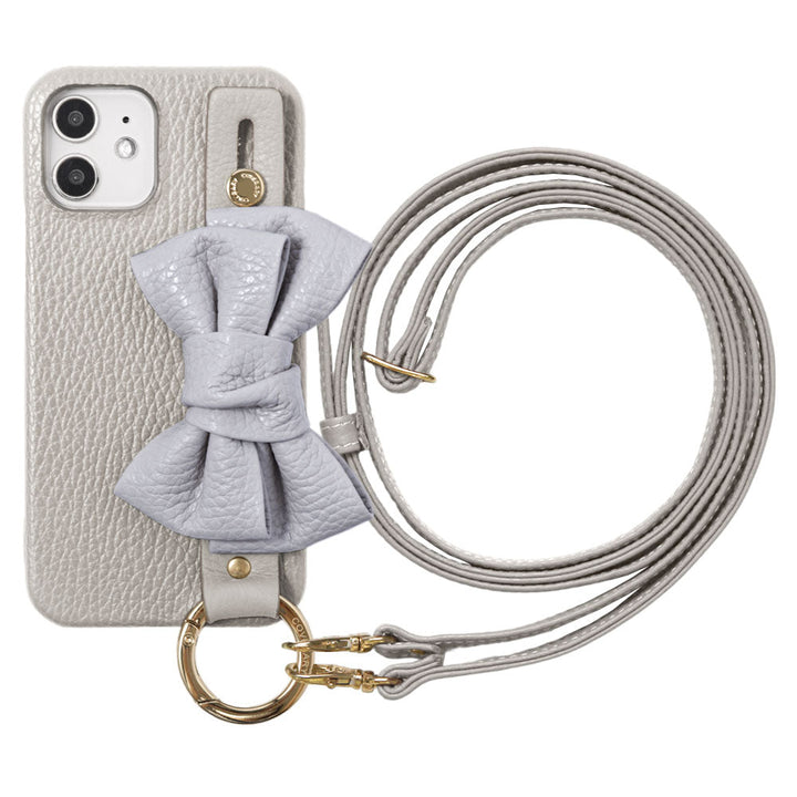 Genuine leather 32 colors Italian shrink leather double ribbon hand belt & shoulder strap attached back case for iPhone series