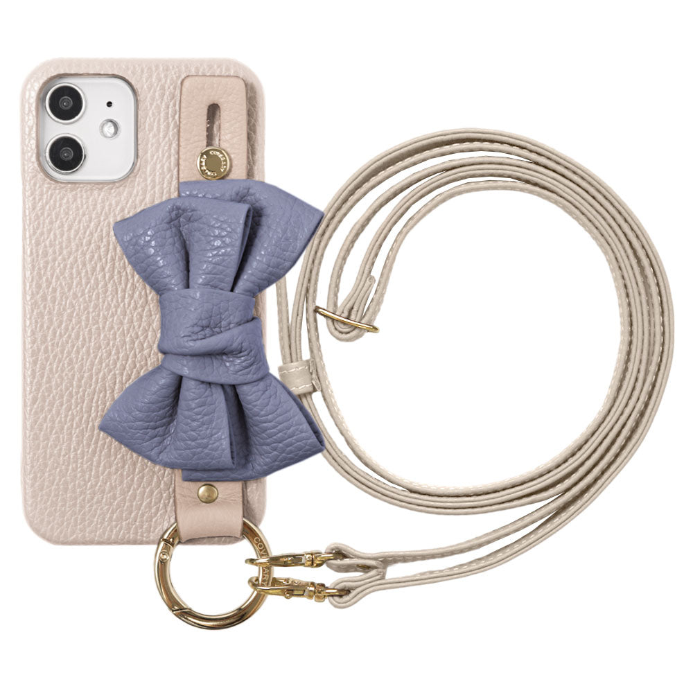 Genuine leather 32 colors Italian shrink leather double ribbon hand belt & shoulder strap attached back case for iPhone series