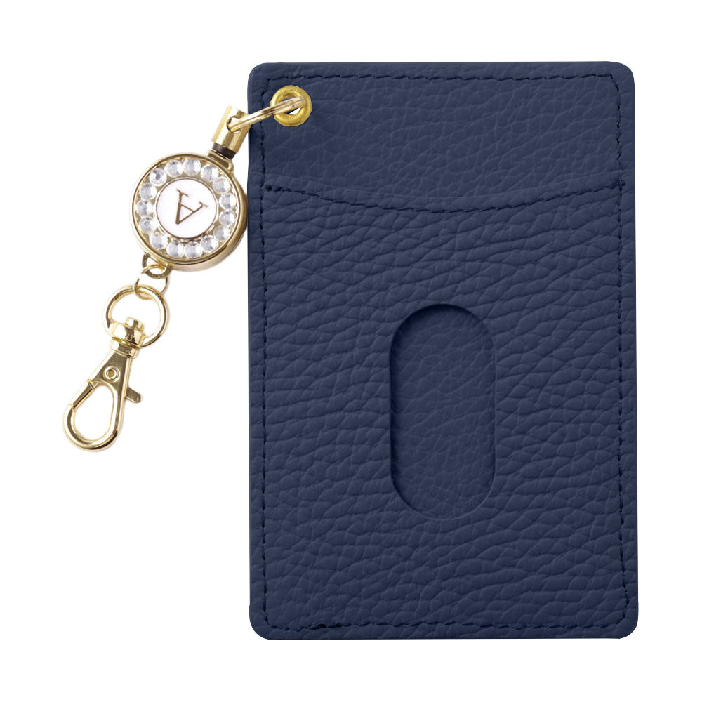 本革 32色 イタリアンシュリンクレザー イニシャルデコ リール付きパス