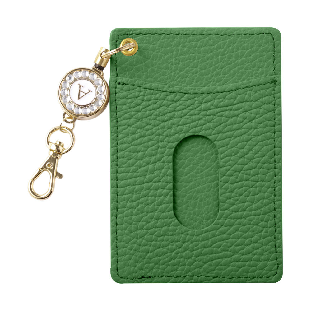 本革 32色 イタリアンシュリンクレザー イニシャルデコ リール付きパス