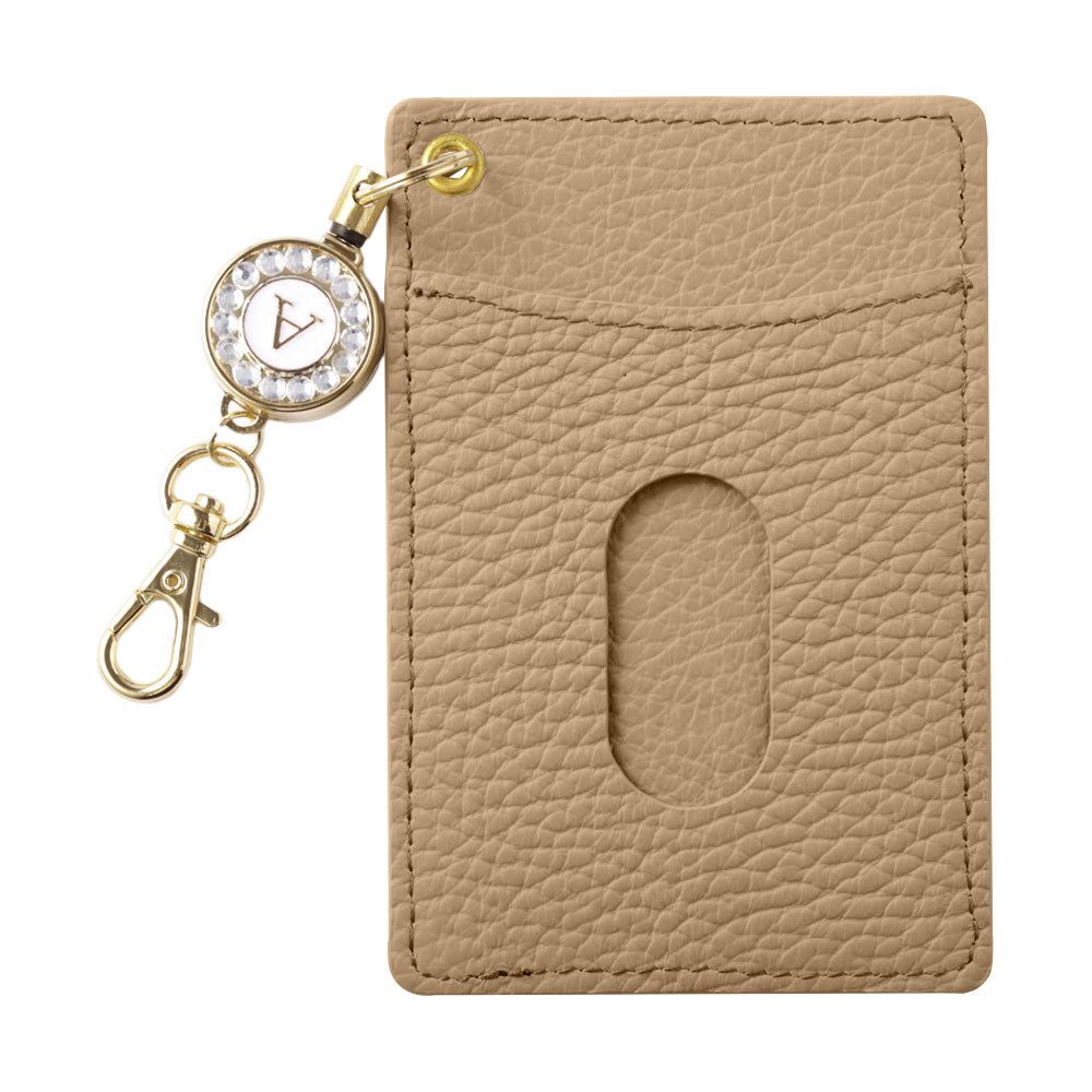 本革 32色 イタリアンシュリンクレザー イニシャルデコ リール付きパス