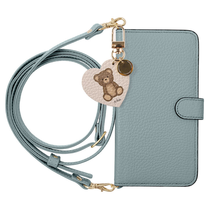 Cuir véritable 32 couleurs cuir italien grainé nom imprimé motif animal charme avec bandoulière étui portefeuille (avec ceinture) série Xperia