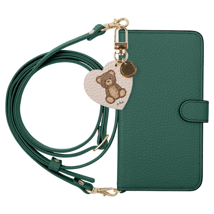 Cuir véritable 32 couleurs cuir italien grainé nom imprimé motif animal charme avec bandoulière étui portefeuille (avec ceinture) série Xperia