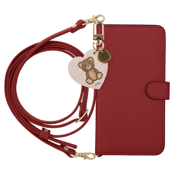 Cuir véritable 32 couleurs cuir italien grainé nom imprimé motif animal charme avec bandoulière étui portefeuille (avec ceinture) série Xperia