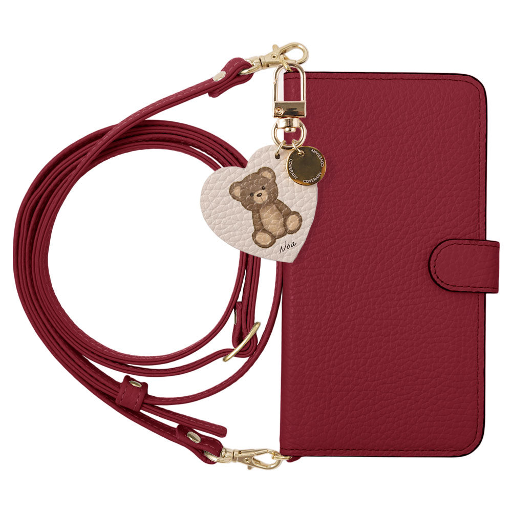 Cuir véritable 32 couleurs cuir italien grainé nom imprimé motif animal charme avec bandoulière étui portefeuille (avec ceinture) série Xperia