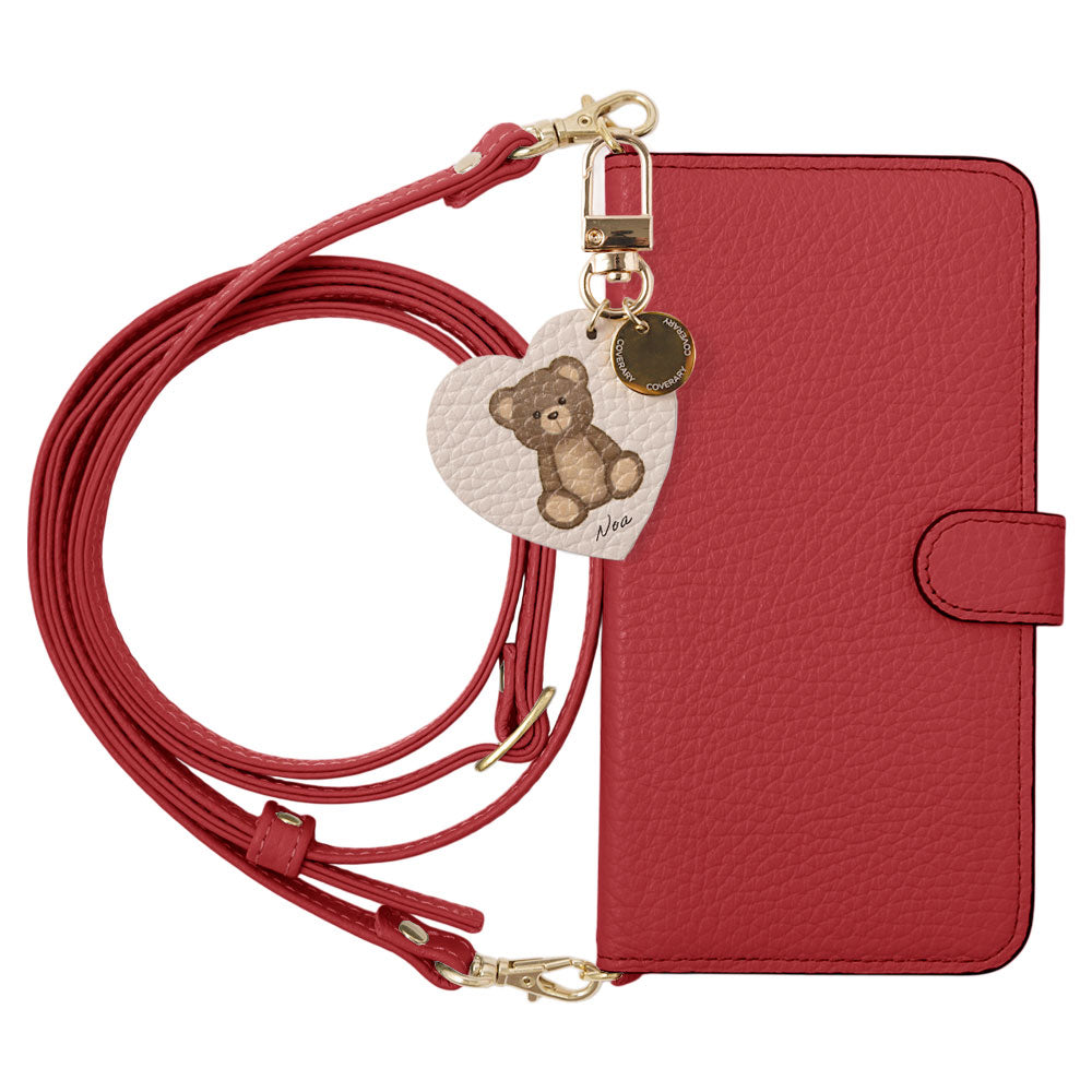 Cuir véritable 32 couleurs cuir italien grainé nom imprimé motif animal charme avec bandoulière étui portefeuille (avec ceinture) série Xperia