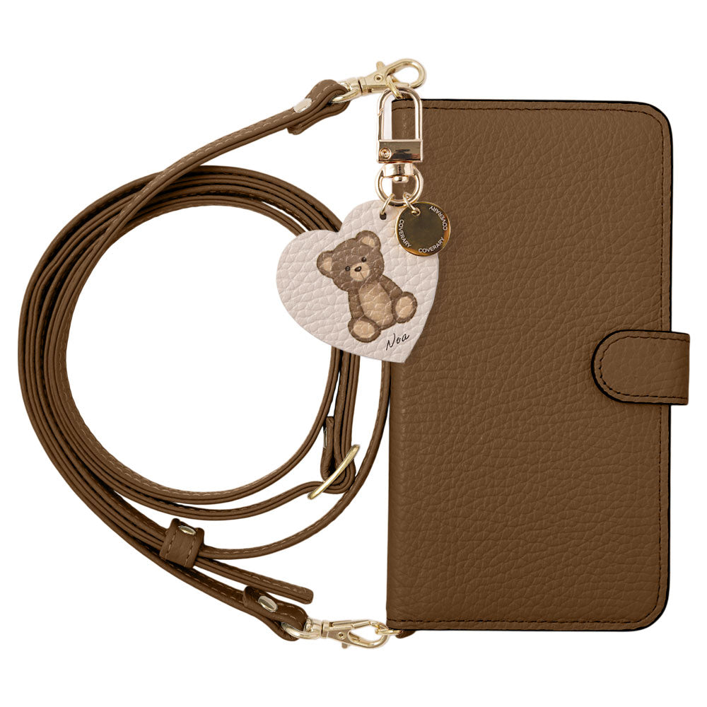 Cuir véritable 32 couleurs cuir italien grainé nom imprimé motif animal charme avec bandoulière étui portefeuille (avec ceinture) série Xperia