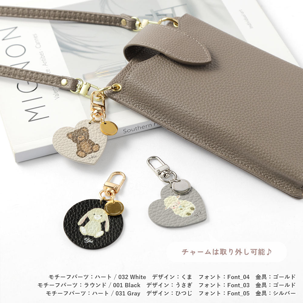 Genuine leather 32 colors Italian shrink leather printed name motif animal pattern charm with shoulder strap notebook-style case (with belt) Google Pixel series