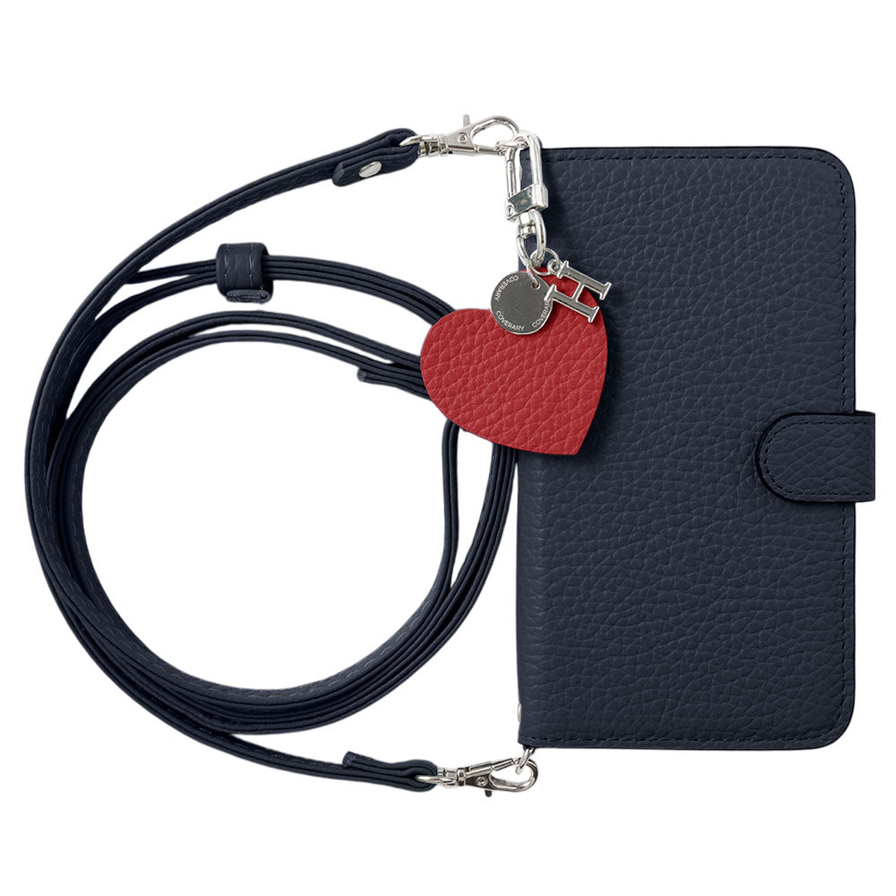 Genuine leather 32 colors Italian shrink leather motif initial charm with shoulder strap notebook-style case (with belt) Google Pixel series