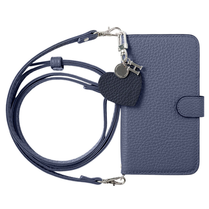 Genuine leather 32 colors Italian shrink leather motif initial charm with shoulder strap notebook-style case (with belt) Google Pixel series