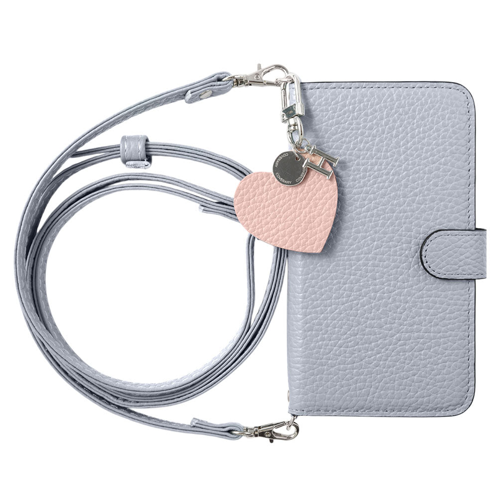 Genuine leather 32 colors Italian shrink leather motif initial charm with shoulder strap notebook-style case (with belt) Google Pixel series