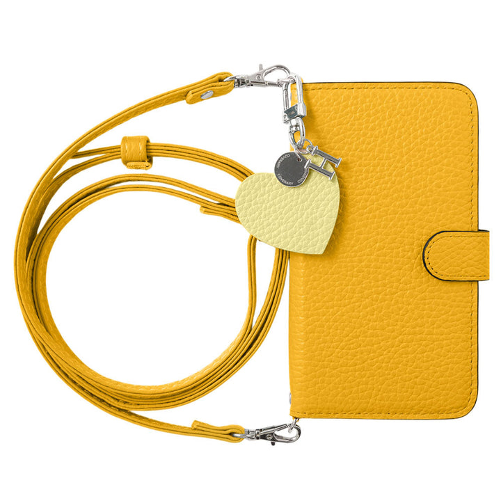 Genuine leather 32 colors Italian shrink leather motif initial charm with shoulder strap notebook-style case (with belt) Google Pixel series