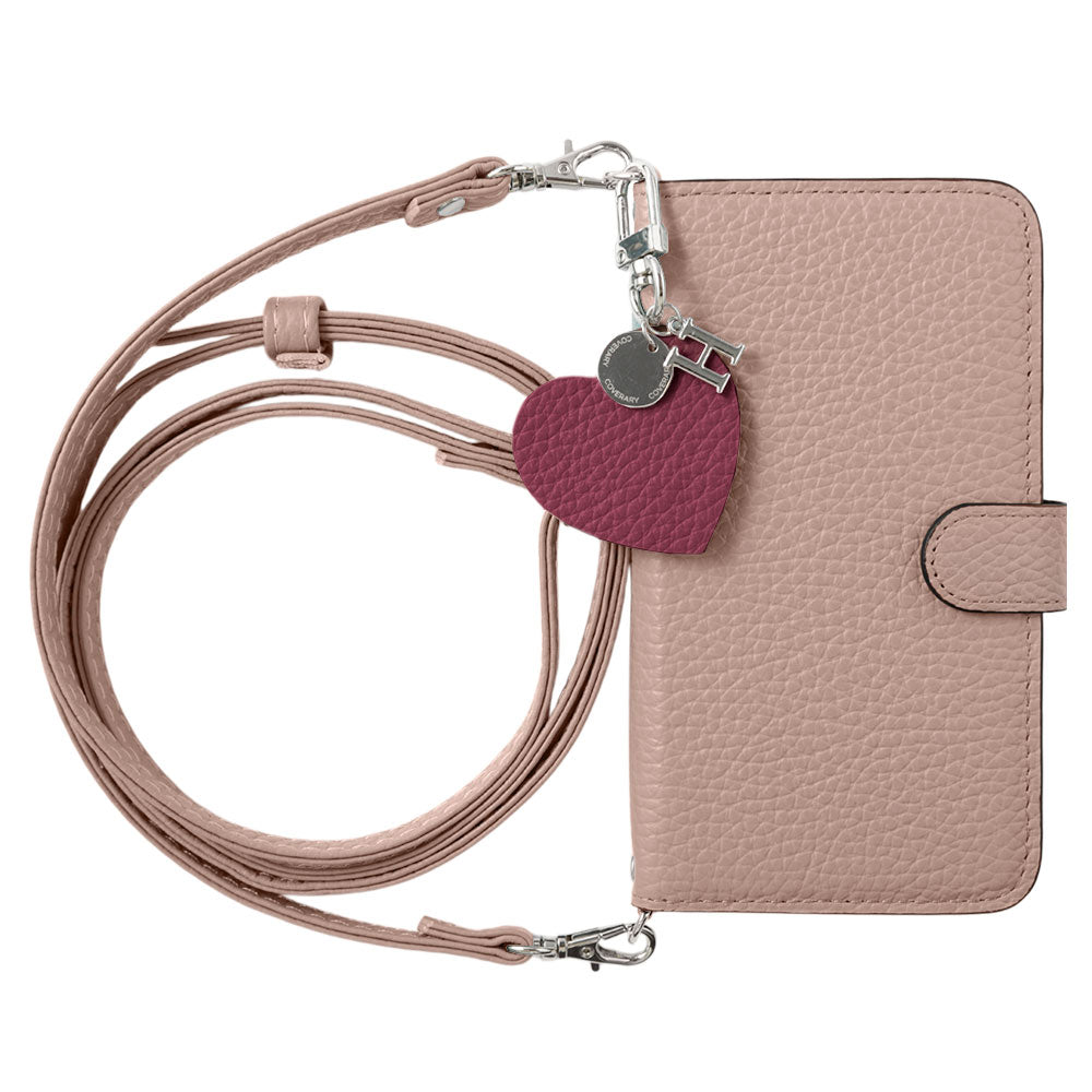 Genuine leather 32 colors Italian shrink leather motif initial charm with shoulder strap notebook-style case (with belt) Google Pixel series