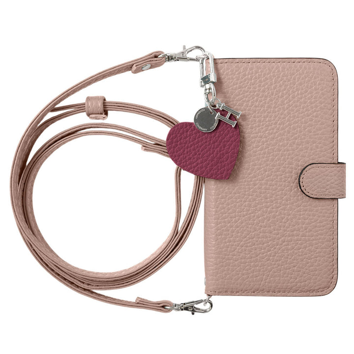 Genuine leather 32 colors Italian shrink leather motif initial charm with shoulder strap notebook-style case (with belt) Google Pixel series