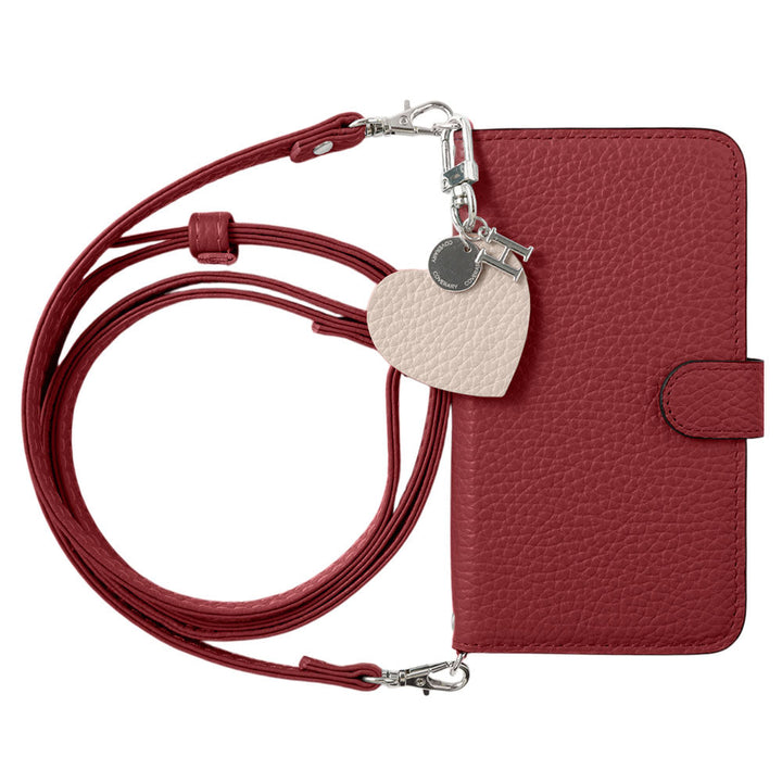 Genuine leather 32 colors Italian shrink leather motif initial charm with shoulder strap notebook-style case (with belt) Google Pixel series