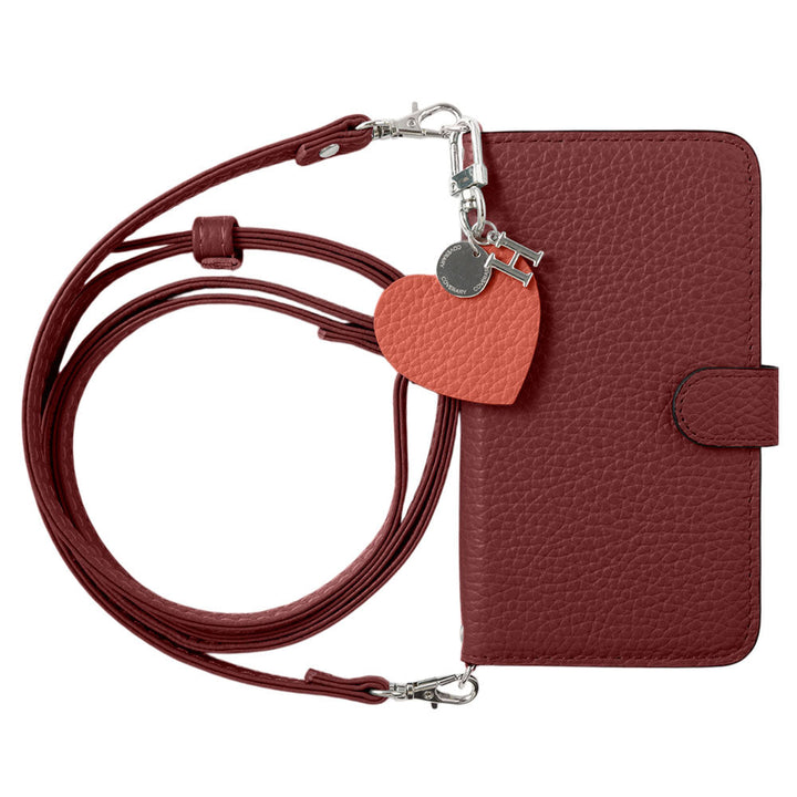 Genuine leather 32 colors Italian shrink leather motif initial charm with shoulder strap notebook-style case (with belt) Google Pixel series
