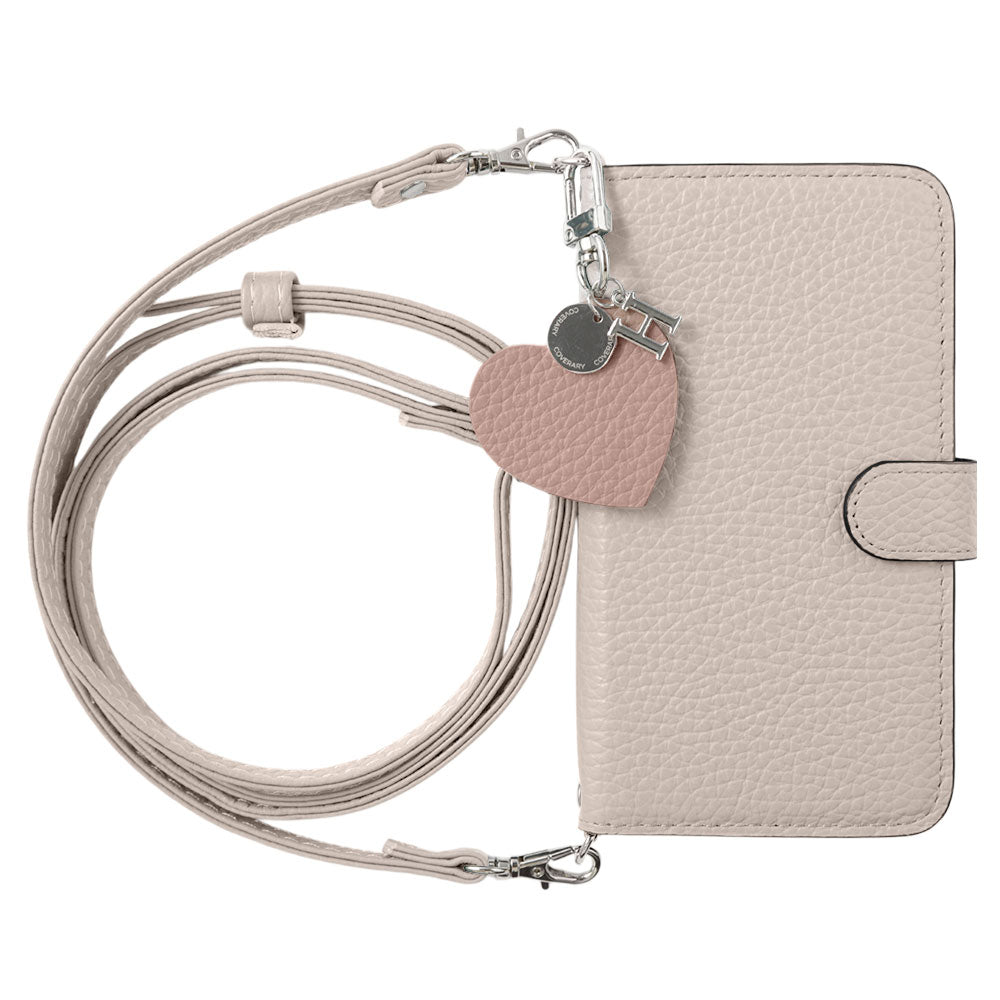 Genuine leather 32 colors Italian shrink leather motif initial charm with shoulder strap notebook-style case (with belt) Google Pixel series