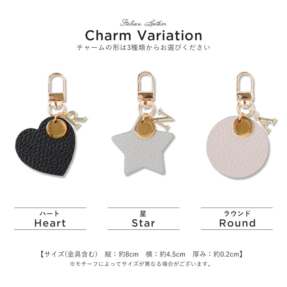 Genuine leather 32 colors Italian shrink leather motif initial charm with shoulder strap notebook-style case (with belt) Google Pixel series