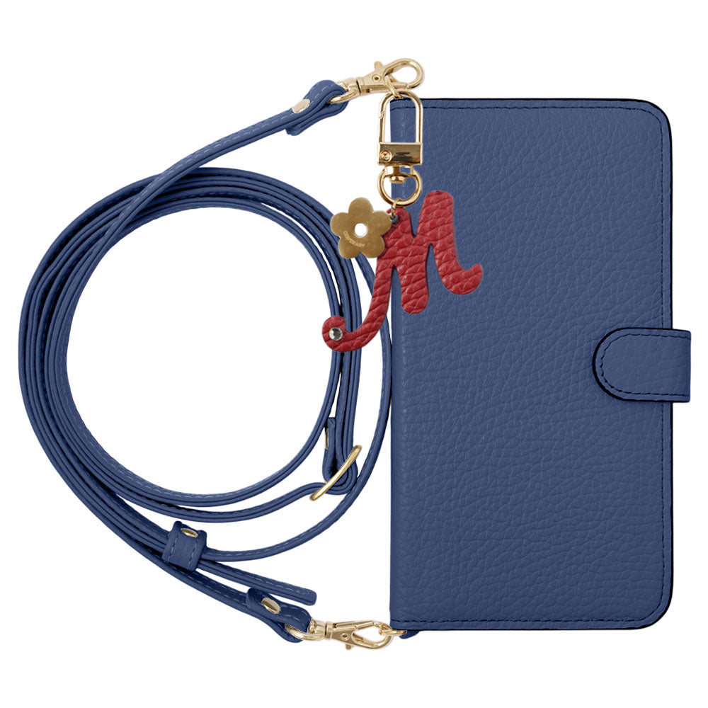 Genuine Leather 32 Colors Italian Shrink Leather Mini Initial Charm With Shoulder Strap Notebook Type Case (With Belt) Google Pixel Series