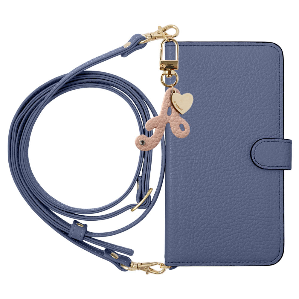 Genuine Leather 32 Colors Italian Shrink Leather Mini Initial Charm With Shoulder Strap Notebook Type Case (With Belt) Google Pixel Series