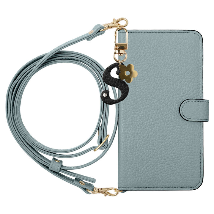 Genuine Leather 32 Colors Italian Shrink Leather Mini Initial Charm With Shoulder Strap Notebook Type Case (With Belt) Google Pixel Series