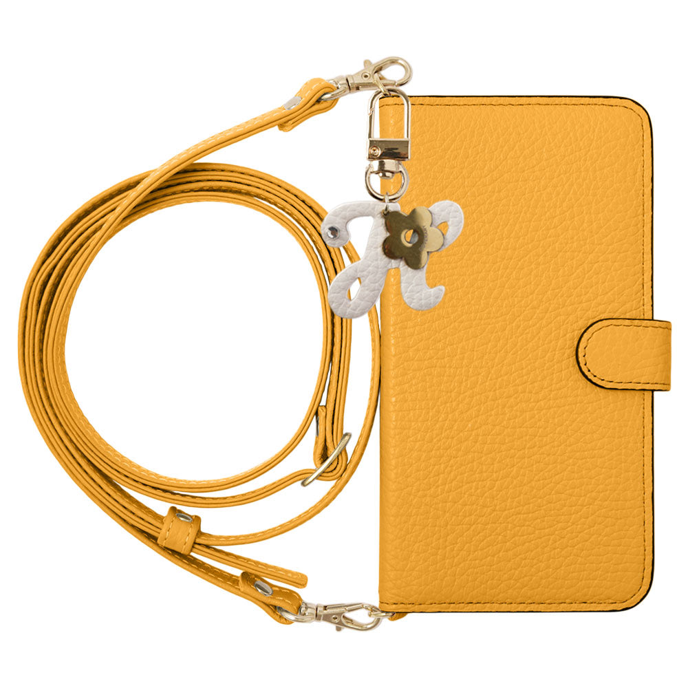 Genuine Leather 32 Colors Italian Shrink Leather Mini Initial Charm With Shoulder Strap Notebook Type Case (With Belt) Google Pixel Series