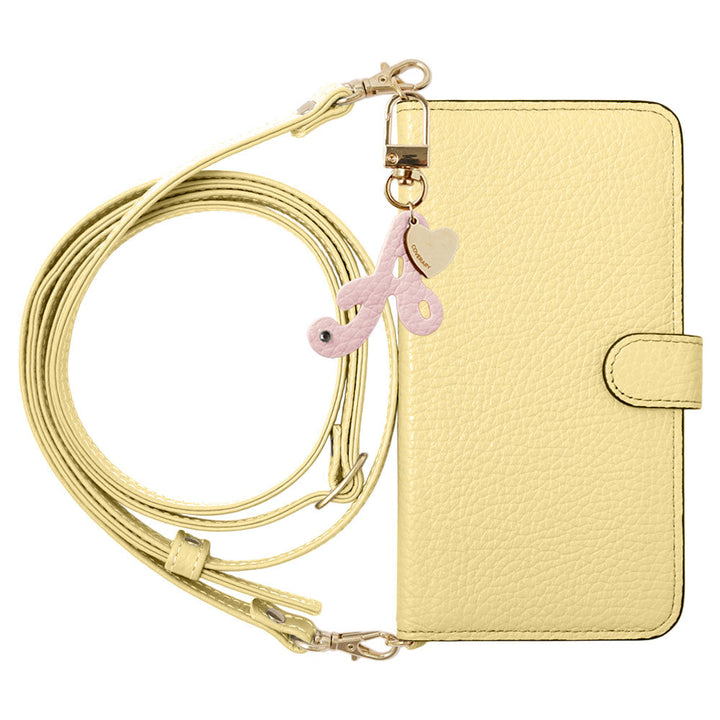 Genuine Leather 32 Colors Italian Shrink Leather Mini Initial Charm With Shoulder Strap Notebook Type Case (With Belt) Google Pixel Series