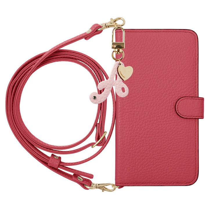 Genuine Leather 32 Colors Italian Shrink Leather Mini Initial Charm With Shoulder Strap Notebook Type Case (With Belt) Google Pixel Series