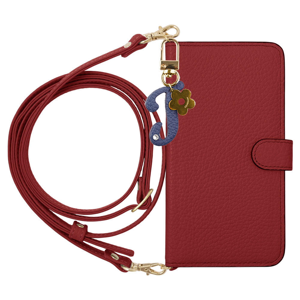 Genuine Leather 32 Colors Italian Shrink Leather Mini Initial Charm With Shoulder Strap Notebook Type Case (With Belt) Google Pixel Series