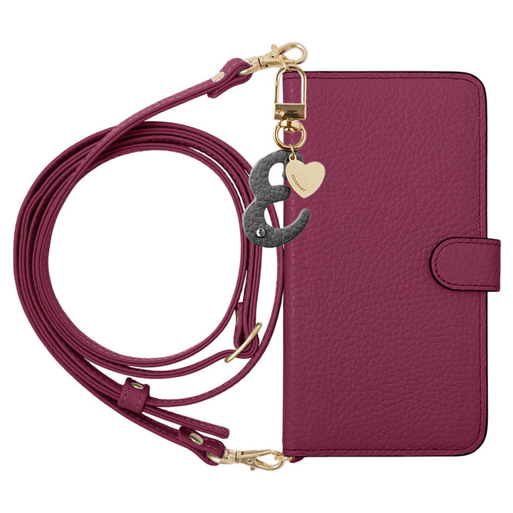 Genuine Leather 32 Colors Italian Shrink Leather Mini Initial Charm With Shoulder Strap Notebook Type Case (With Belt) Google Pixel Series