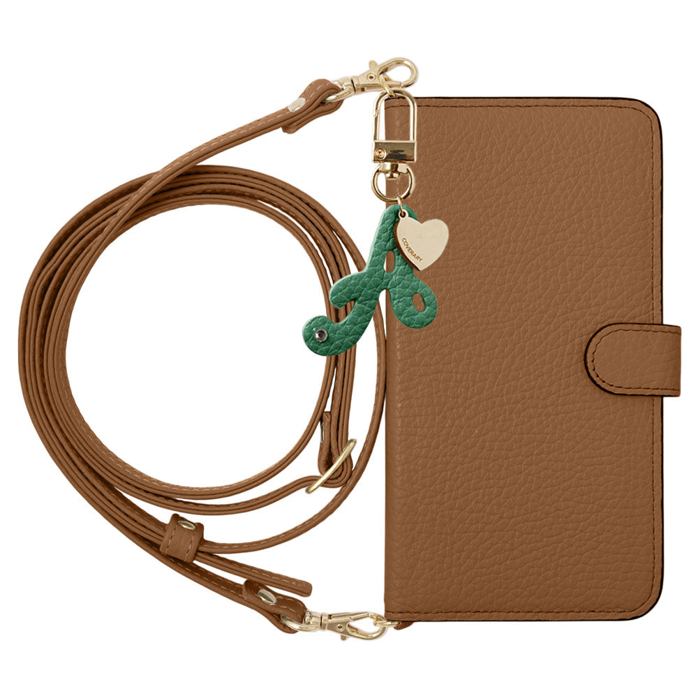 Genuine Leather 32 Colors Italian Shrink Leather Mini Initial Charm With Shoulder Strap Notebook Type Case (With Belt) Google Pixel Series