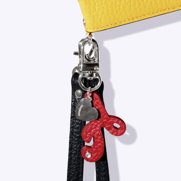 Genuine Leather 32 Colors Italian Shrink Leather Mini Initial Charm With Shoulder Strap Notebook Type Case (With Belt) AQUOS Series