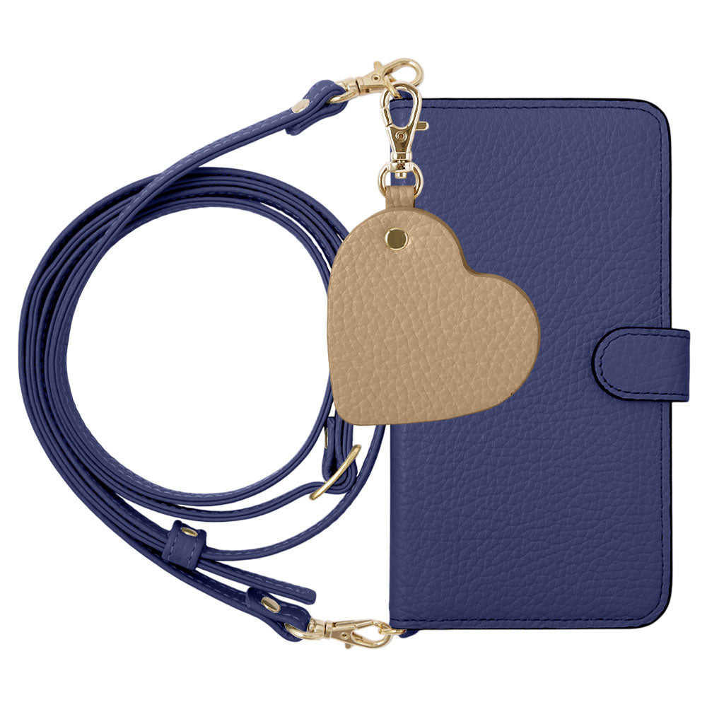Genuine Leather 32 Colors Italian Shrink Leather Motif Mirror Charm with Shoulder Strap Notebook-style Case (with Belt) for Xperia Series