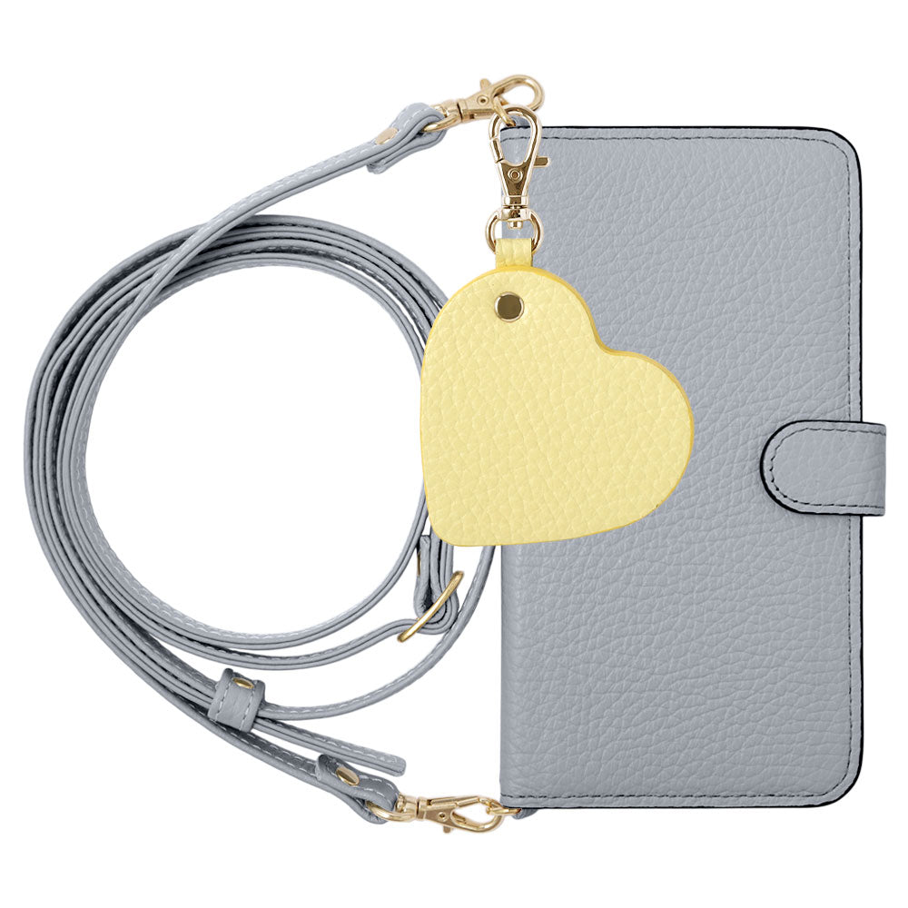 Genuine Leather 32 Colors Italian Shrink Leather Motif Mirror Charm with Shoulder Strap Notebook-style Case (with Belt) for Xperia Series