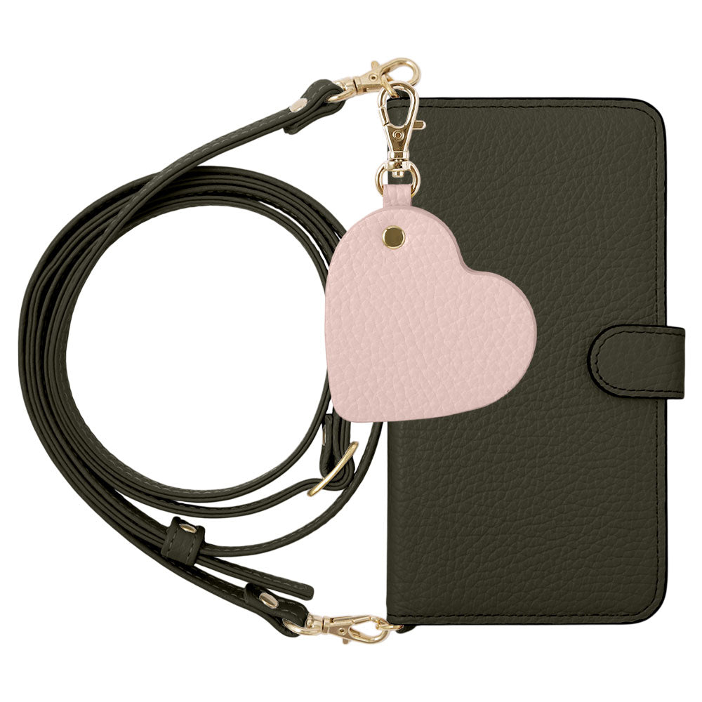 Genuine Leather 32 Colors Italian Shrink Leather Motif Mirror Charm with Shoulder Strap Notebook-style Case (with Belt) for Xperia Series