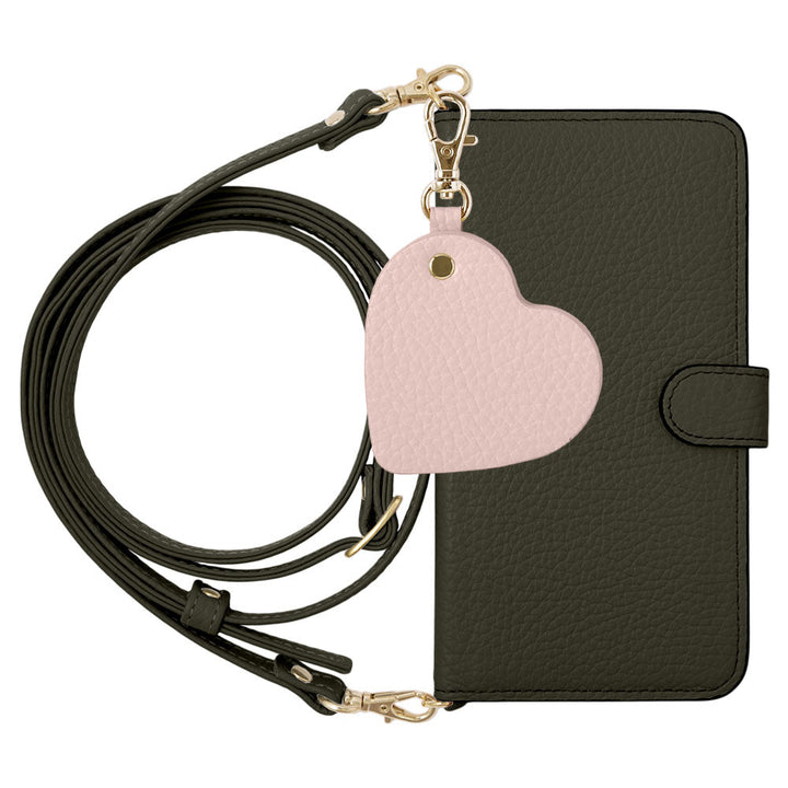 Genuine Leather 32 Colors Italian Shrink Leather Motif Mirror Charm with Shoulder Strap Notebook-style Case (with Belt) for Xperia Series