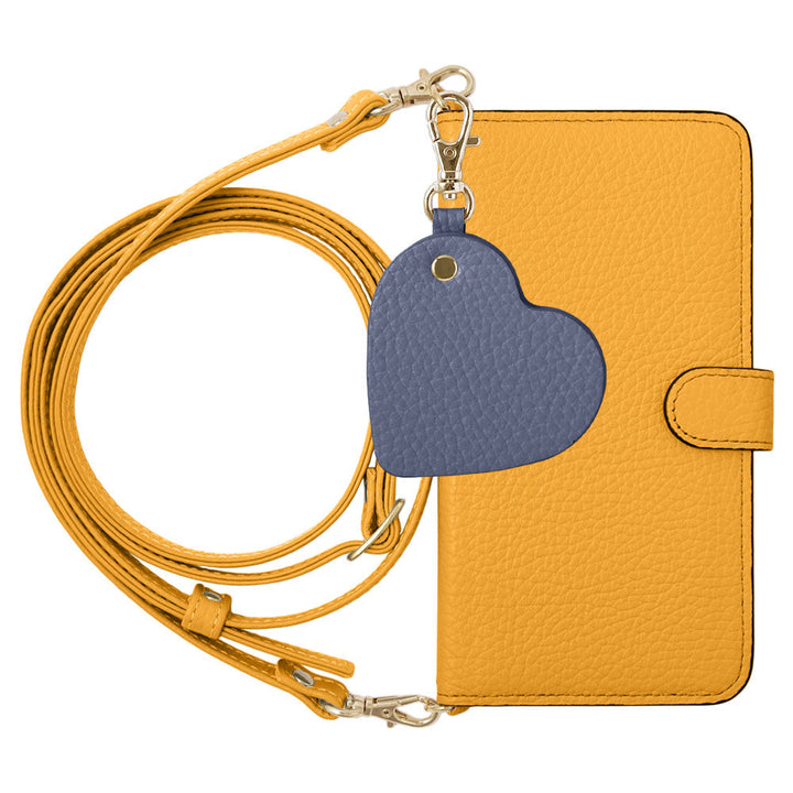 Genuine Leather 32 Colors Italian Shrink Leather Motif Mirror Charm with Shoulder Strap Notebook-style Case (with Belt) for Xperia Series