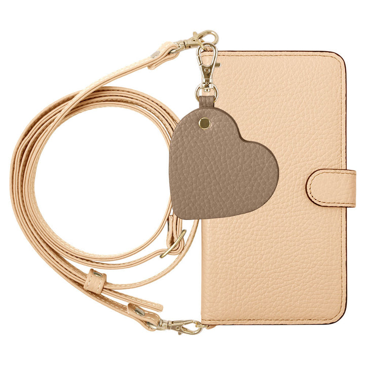 Genuine Leather 32 Colors Italian Shrink Leather Motif Mirror Charm with Shoulder Strap Notebook-style Case (with Belt) for Xperia Series