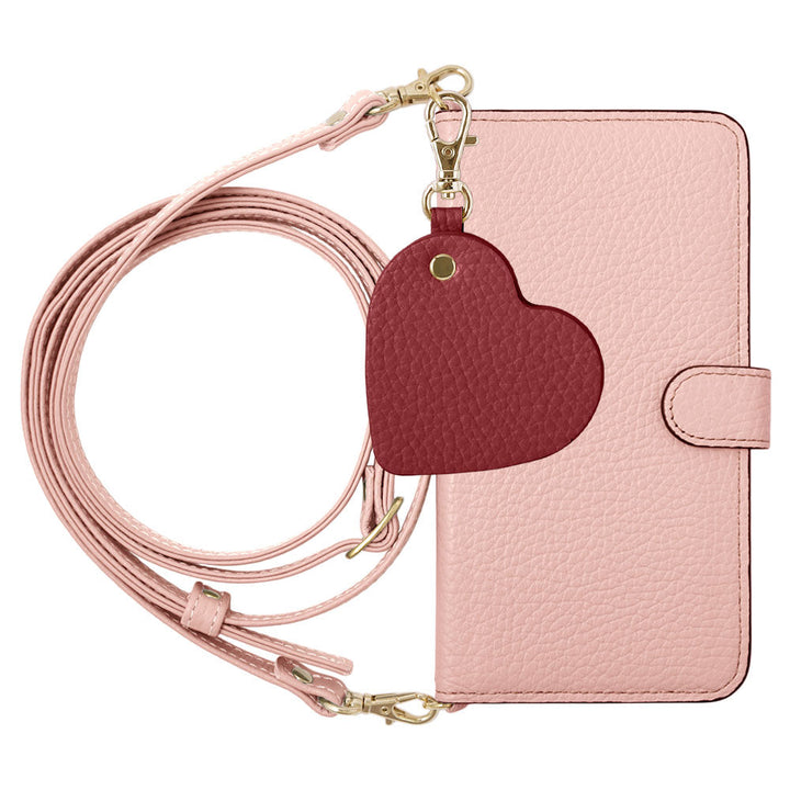 Genuine Leather 32 Colors Italian Shrink Leather Motif Mirror Charm with Shoulder Strap Notebook-style Case (with Belt) for Xperia Series