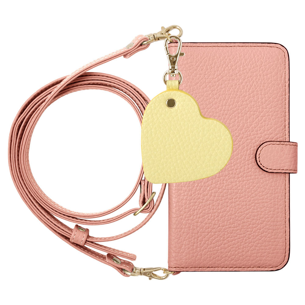 Genuine Leather 32 Colors Italian Shrink Leather Motif Mirror Charm with Shoulder Strap Notebook-style Case (with Belt) for Xperia Series