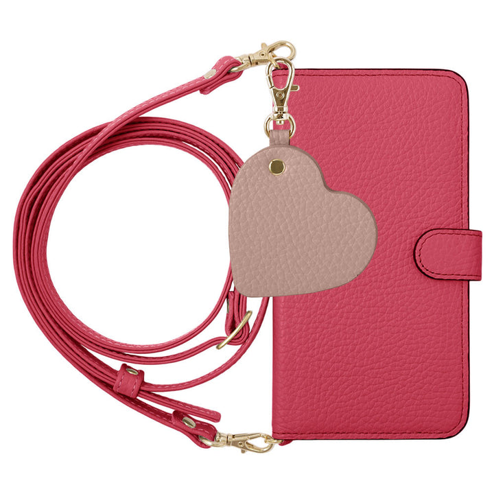 Genuine Leather 32 Colors Italian Shrink Leather Motif Mirror Charm with Shoulder Strap Notebook-style Case (with Belt) for Xperia Series