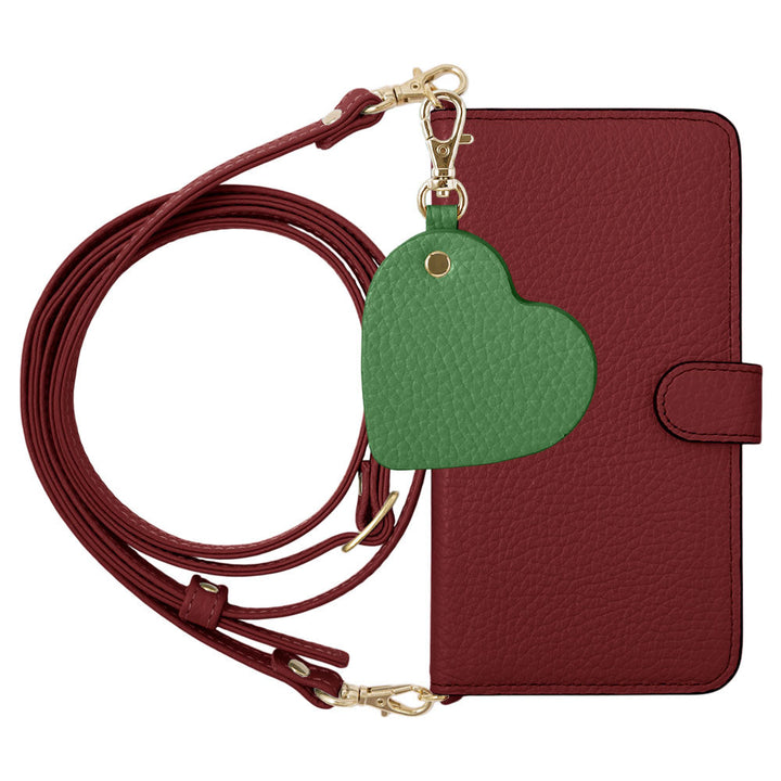 Genuine Leather 32 Colors Italian Shrink Leather Motif Mirror Charm with Shoulder Strap Notebook-style Case (with Belt) for Xperia Series
