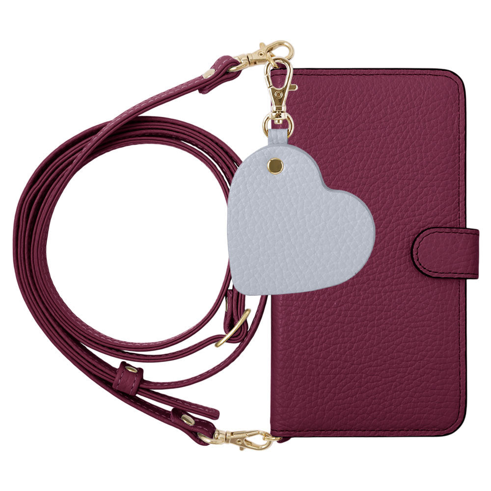 Genuine Leather 32 Colors Italian Shrink Leather Motif Mirror Charm with Shoulder Strap Notebook-style Case (with Belt) for Xperia Series
