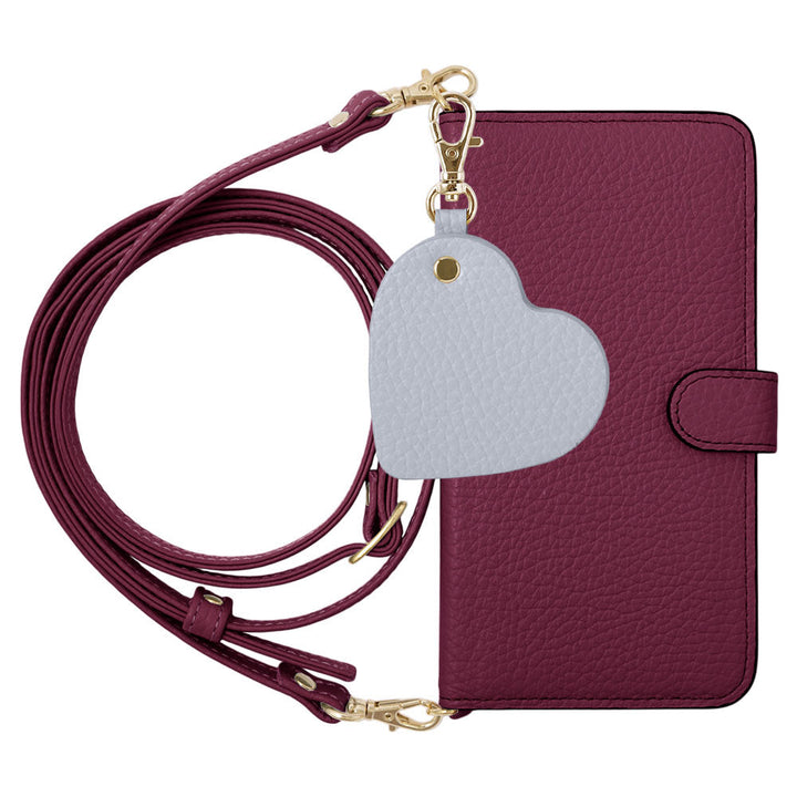 Genuine Leather 32 Colors Italian Shrink Leather Motif Mirror Charm with Shoulder Strap Notebook-style Case (with Belt) for Xperia Series