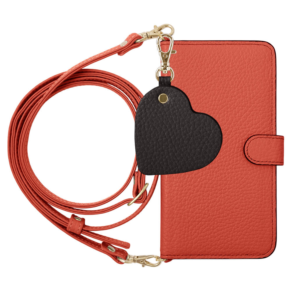 Genuine Leather 32 Colors Italian Shrink Leather Motif Mirror Charm with Shoulder Strap Notebook-style Case (with Belt) for Xperia Series