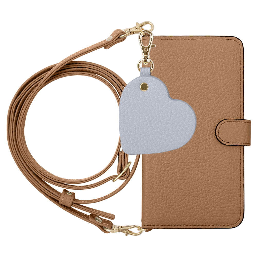 Genuine Leather 32 Colors Italian Shrink Leather Motif Mirror Charm with Shoulder Strap Notebook-style Case (with Belt) for Xperia Series