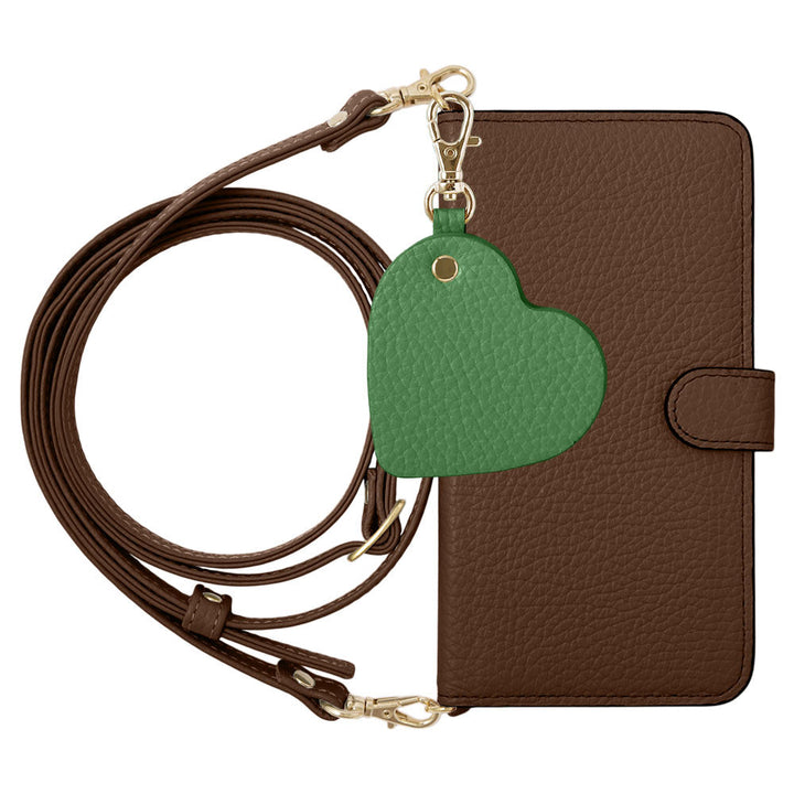 Genuine Leather 32 Colors Italian Shrink Leather Motif Mirror Charm with Shoulder Strap Notebook-style Case (with Belt) for Xperia Series